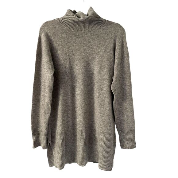 Max Studio Heather Grey 2-Ply Cashmere Turtleneck Tunic...